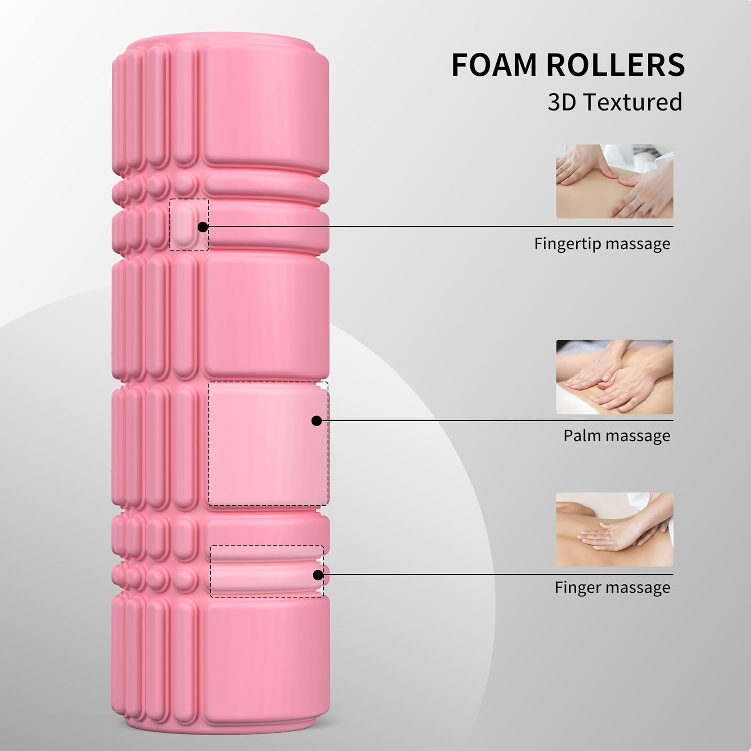 PROIRON Upgraded Foam Roller (A Jelly-Like Touch), 42 * 13CM Patented Medium Density Deep Tissue Massage Roller Body Roller for Exercise, Yoga & Pilates -Pink - Pink image number 3