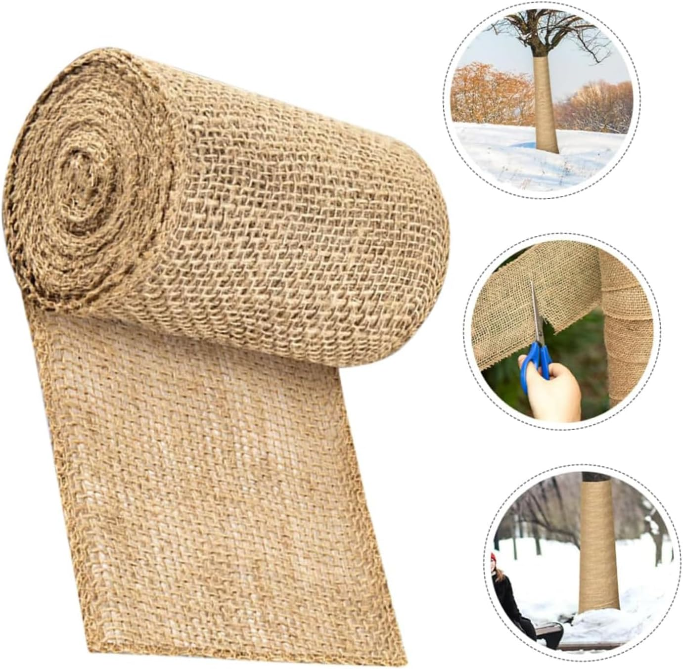 Natural Burlap Tree Protector Wrap Protect against Pests Weather Promote Healing for Damaged Tree Trunks in Gardens Yards Orchards（20Cm*5M） image number 6