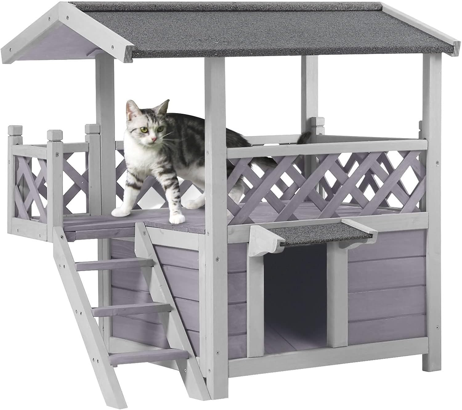 Seiyierr Cat House Outdoor Indoor Feral Kitty Shelter with Escape Door for Cats Insulated, Weatherproof Roof image number 4