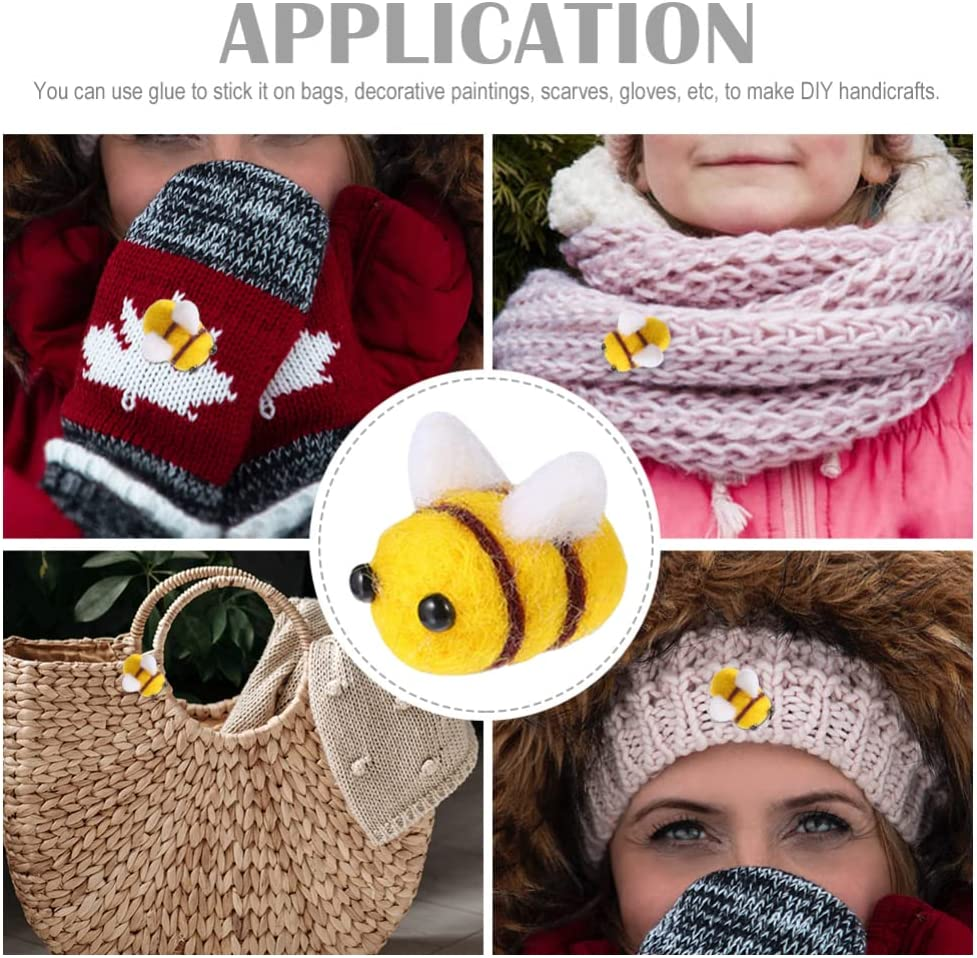 Toddmomy Felt Bee Accessories 25 Pcs Wool Felt Bees for DIY Crafts Clothes Hat Decorations Party Wall Decor Kids image number 5