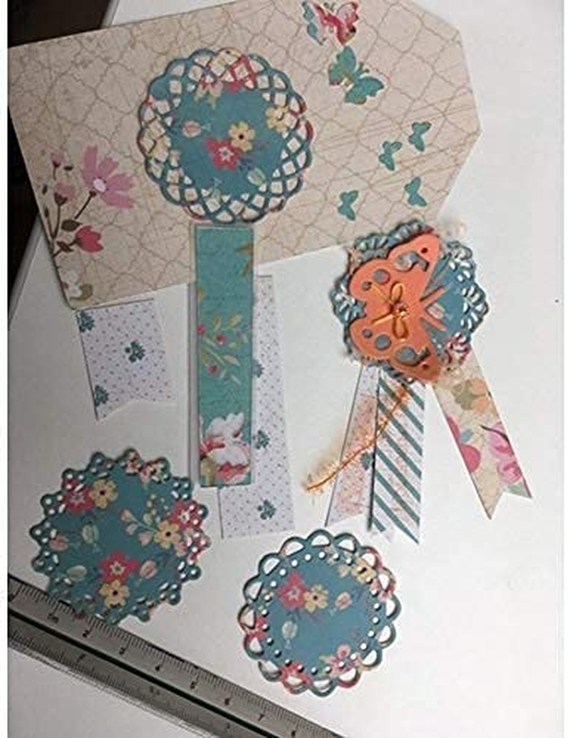 Metal Die Cuts Set Include 4 Different Patterns round Lace Flower Border Cutting Dies Cut Stencils for Scrapbooking Photo Album Decorative Embossing Paper Dies for Card Making Template (Silver) image number 5