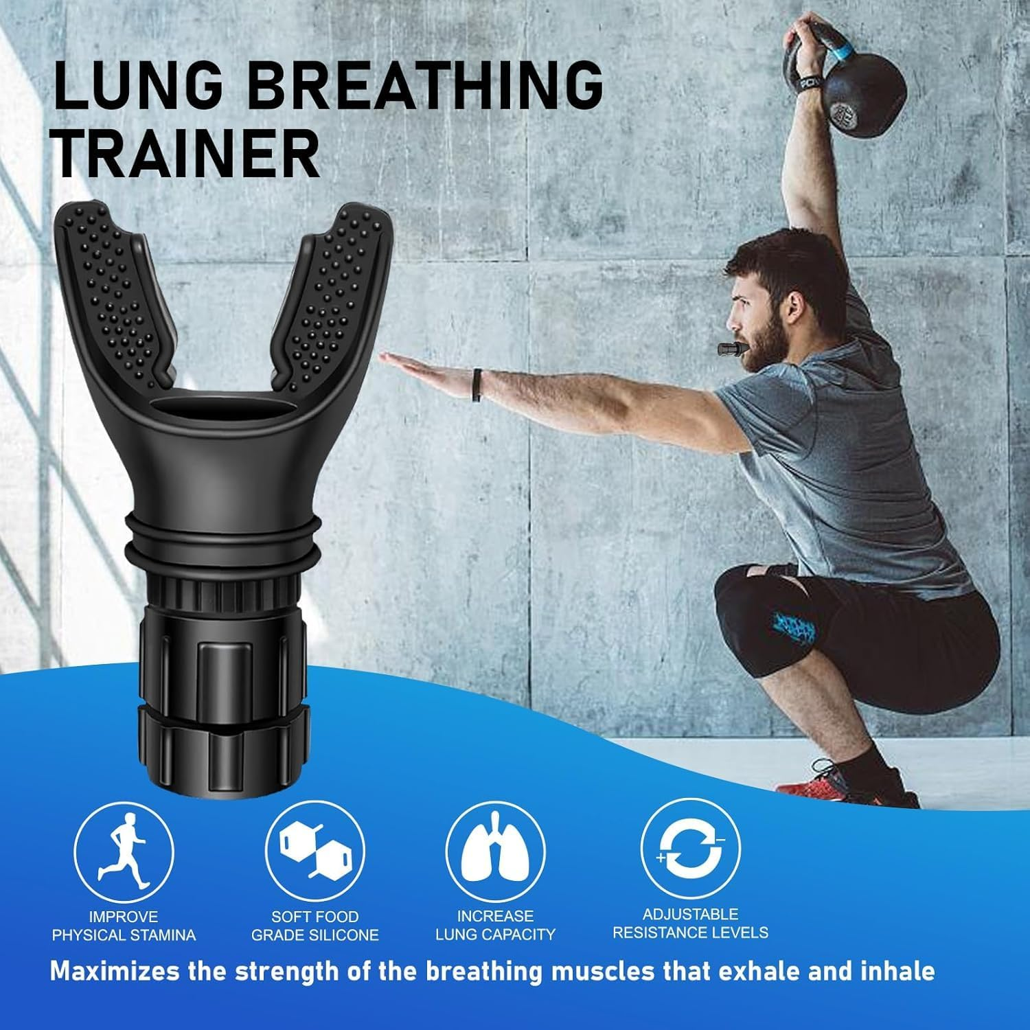 Cozioz Respiratory Trainer Compact Lung Exercise Device with Premium Silicone Adjustable Resistance Breath Trainer Portable & Easy to Clean for Lung Health image number 2