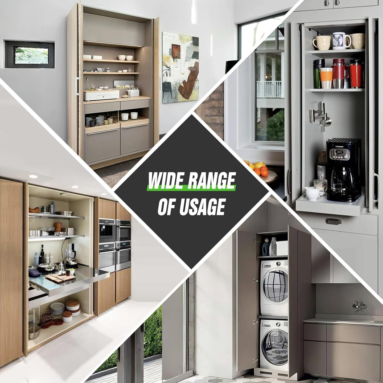 Lipshome Pocket Door Slides, Pivot Door Slide Hardware Inset,Cabinet Pocket Door Hardware Kit Fit for Inset Door,Cabinet Door (16 Inches, Pieces, 4) image number 3