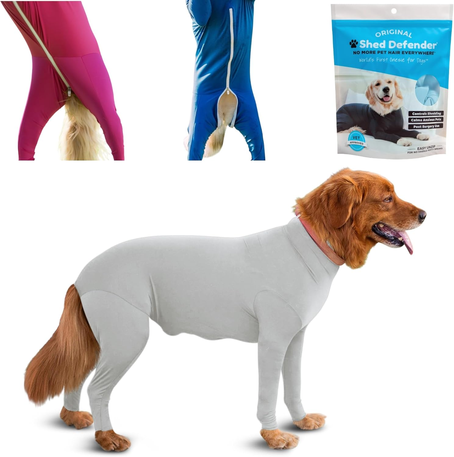 Shed Defender - Dog Onesie/Grooming -Contains the Shedding of Dog Hair, Reduce Anxiety, Replace Medical Cone