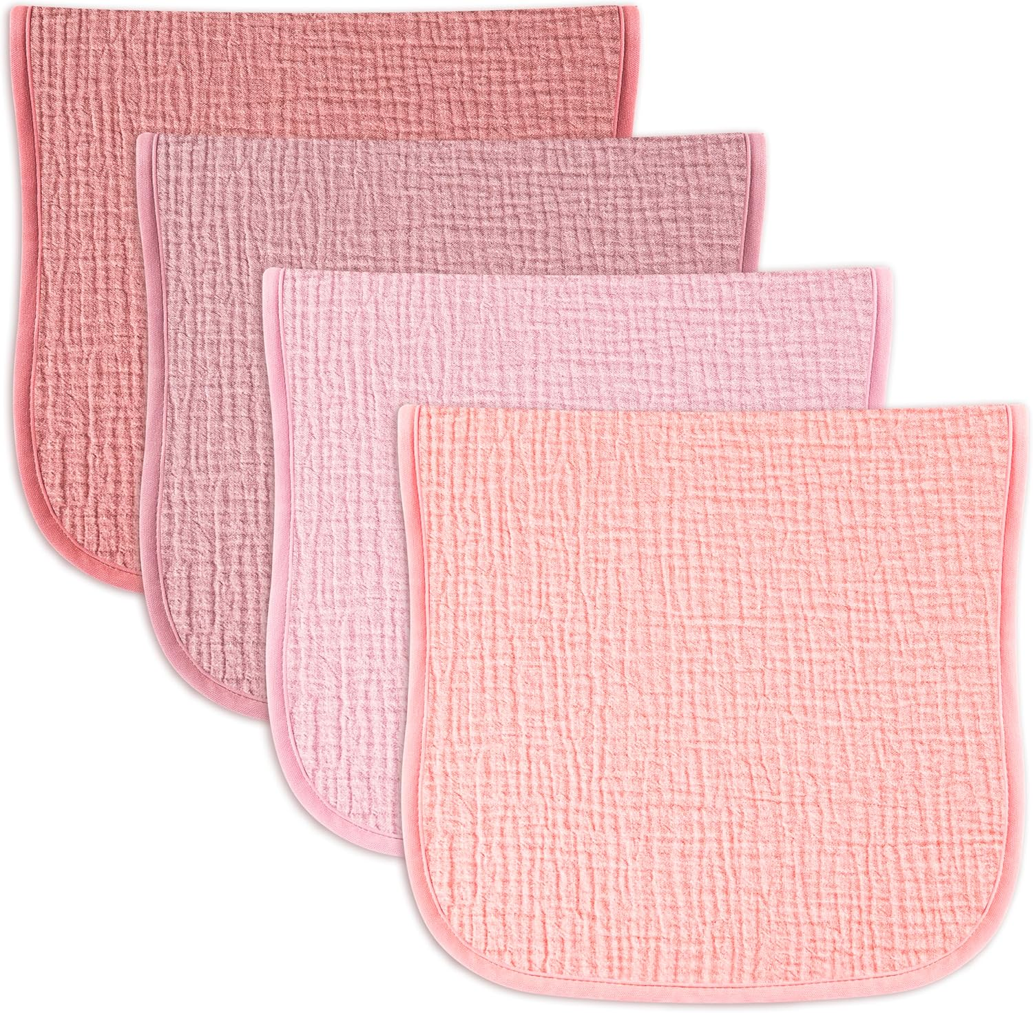 Kewlife Gift Baby Muslin Burp Cloths 4-Pack &ndash; Ultra Soft & Absorbent, Neutral Colors, Reusable 50X25Cm Burping Clothes for Baby Boys & Girls &ndash; Newborn Essentials for Drooling & Burping(Pink) image number 6
