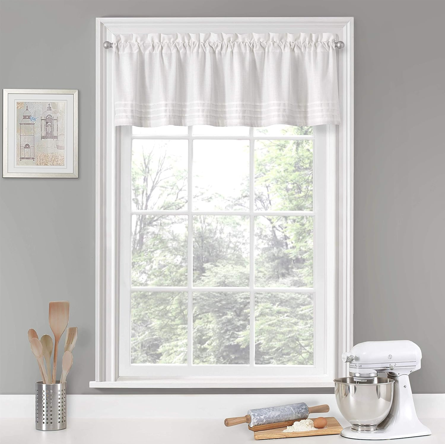 VUE Kingsbury Short Valance Small Window Curtains Bathroom, Living Room and Kitchens, 60% Cotton/40% Polyester, Natural, 52" X 14"
