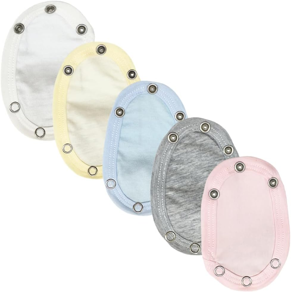 Holibanna 5Pcs Cotton Baby Bodysuit Extender Snap Set Soft Breathable Jumpsuit Extension for Boys Girls Easy Wear Toddler Outfit Accessory