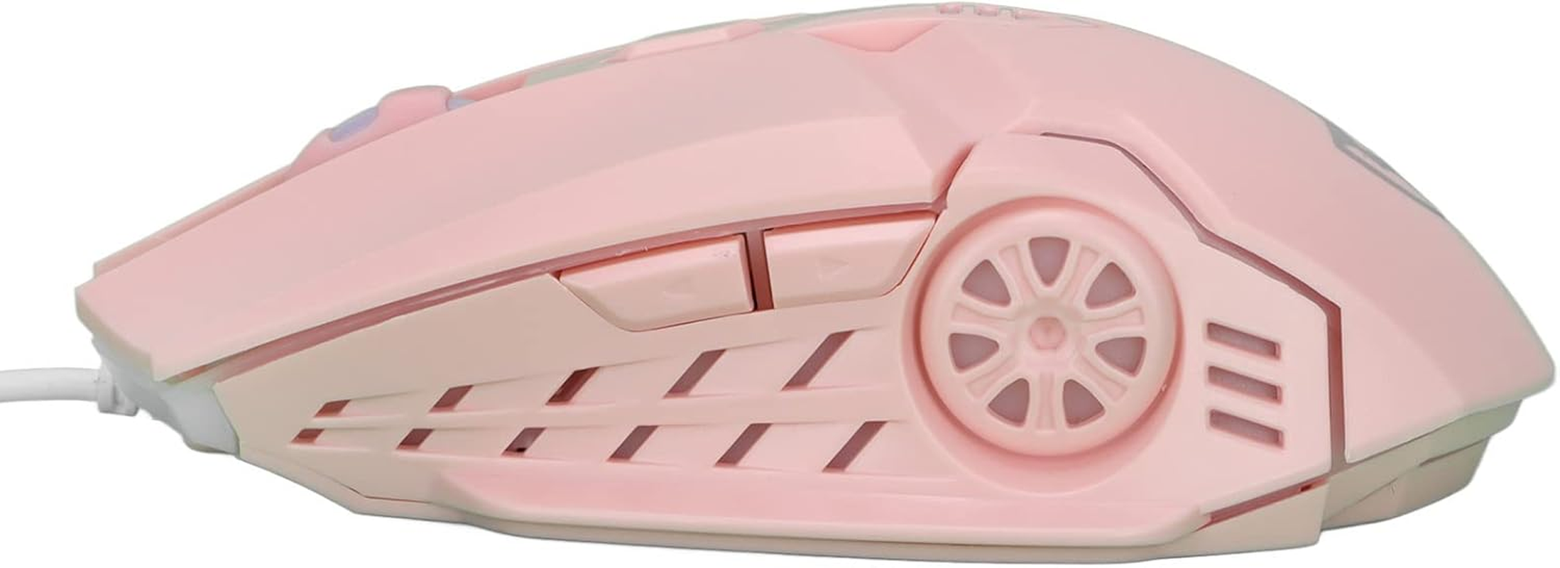 Gaming Mice Wired Office Mouse Cute Pink, Programmable 7 Buttons DPI Adjustable Ergonomic Silent Mouse 4 Cool LED Effects, for Notebook, PC, Laptop, Computer (6D Pink) image number 2