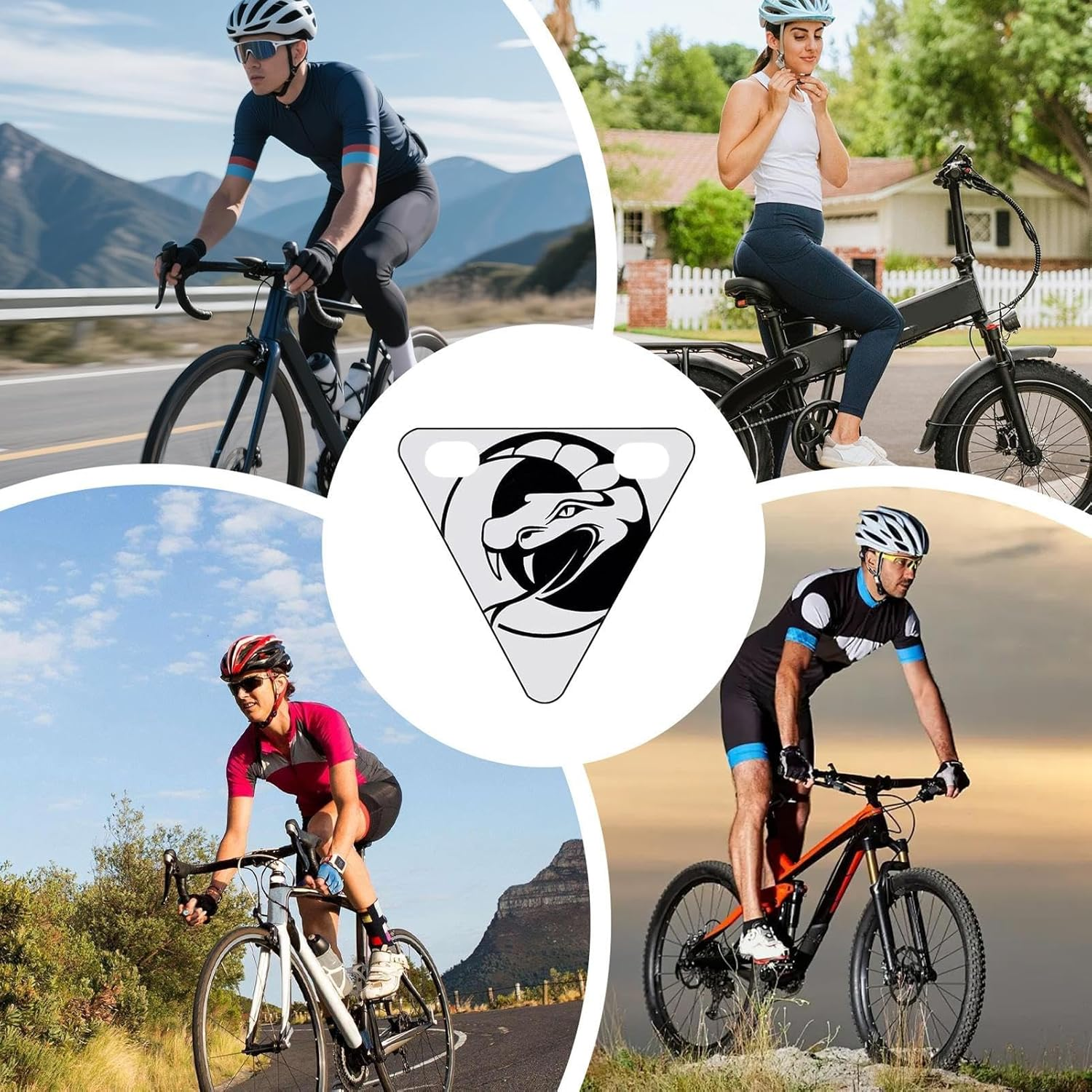 Bike Reflectors, Outdoor Cycling Warning Sign, Decorative Visibility Enhancer Triangle Plate for Touring Race Urban Cycling Commuting Mountain Biking Night Riding - B image number 4