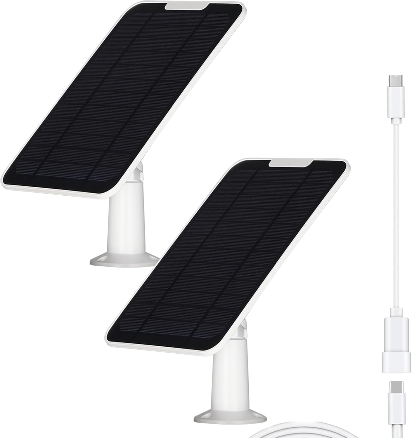 Solar Panel for Eufy Camera 5W Solar Panel Charger for Security Camera Compatible with Eufycam 3/3C/2/2 Pro/2C/2C Pro/E/E20/E40/L20/L40, with Micro USB Port, USB-C Adapter and 9.8Ft/3M Cord (White-1P)