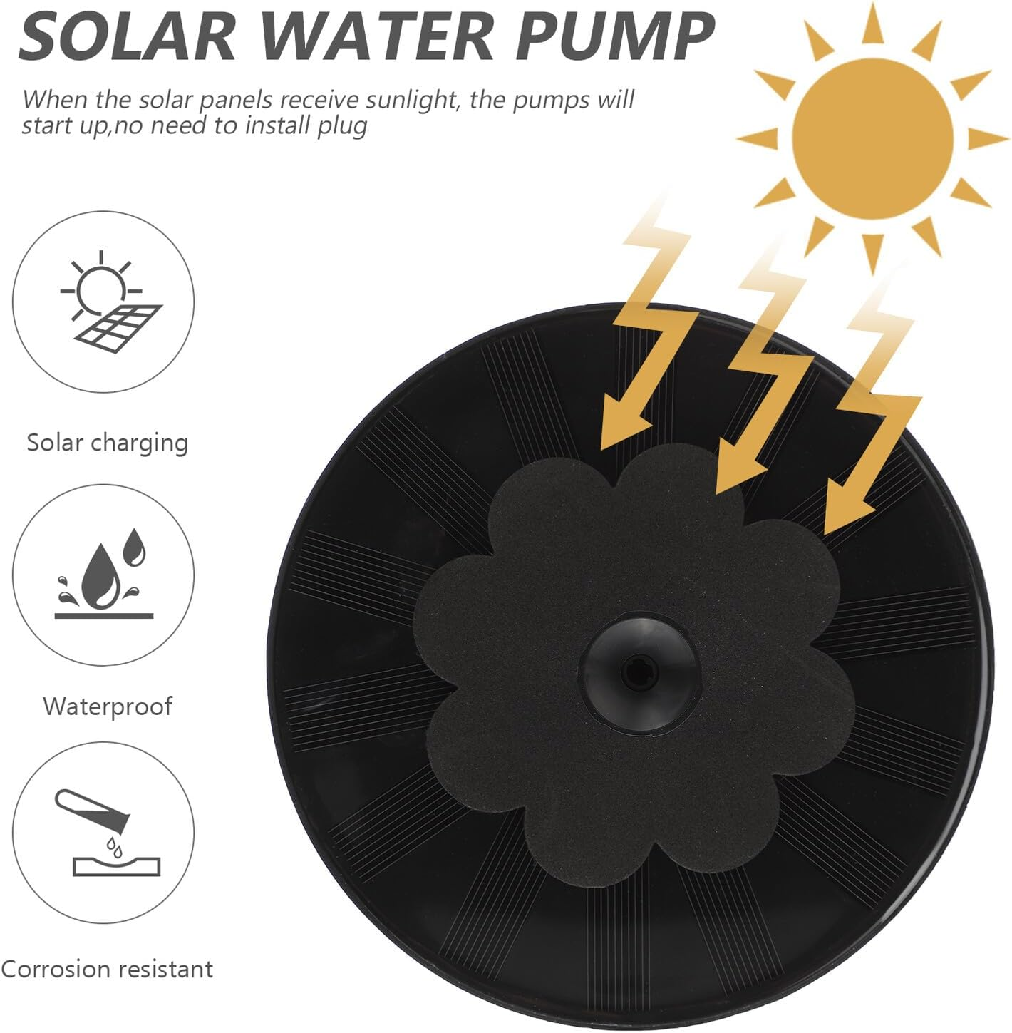 Toddmomy Solar Powered Mini Floating Fountain Outdoor Water Pump for Garden Bird Bath Easy Installation Material Promotes Water Circulation and Oxygenation image number 2
