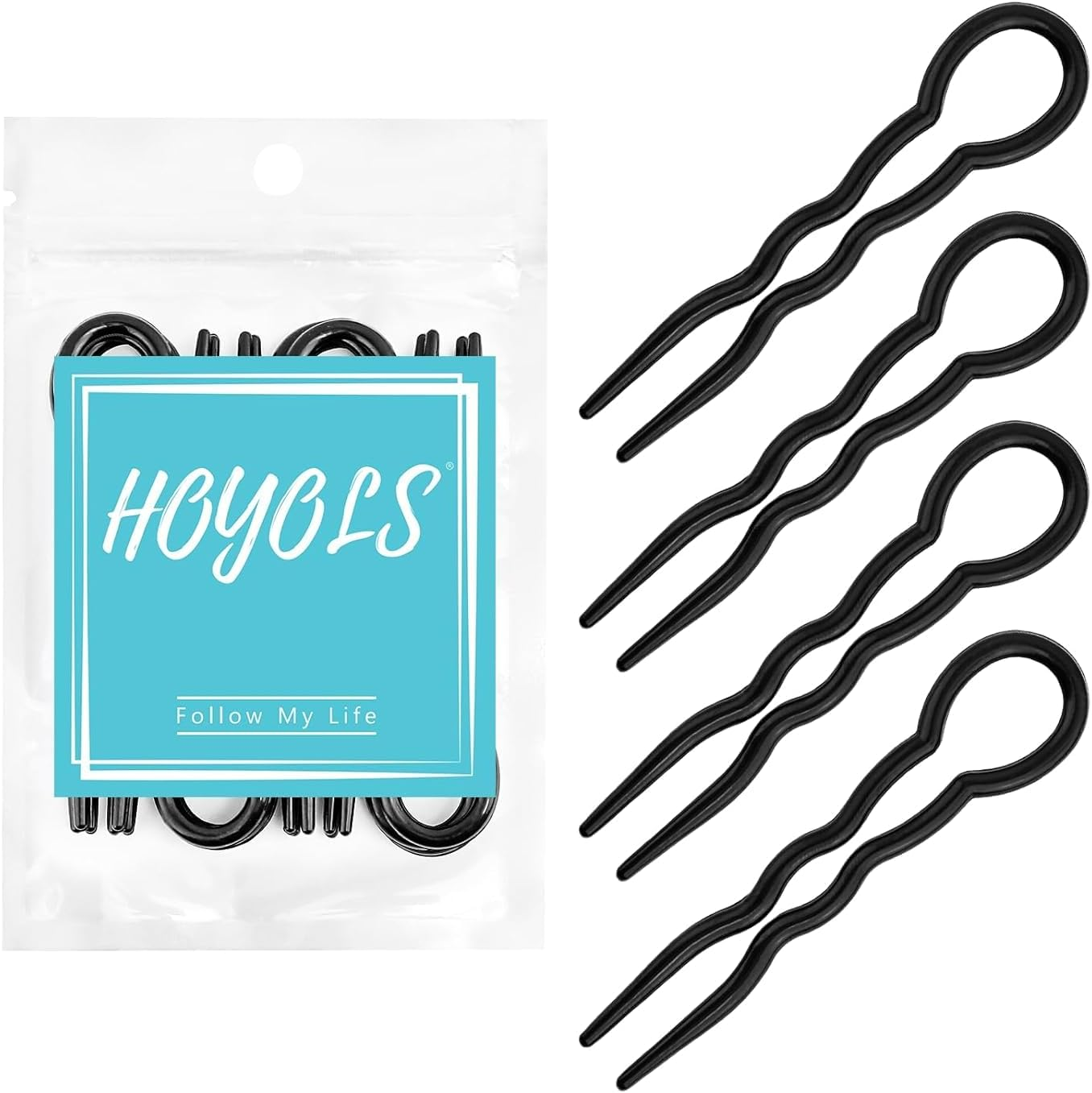 HOYOLS 12 PCS Brown French Hair Pins for Women, 3.5 Inch U Shaped Hair Sticks for Chignon Buns, French Twist Fork Pins Clips, Hairpins for Styling & Updos Hair Accessories