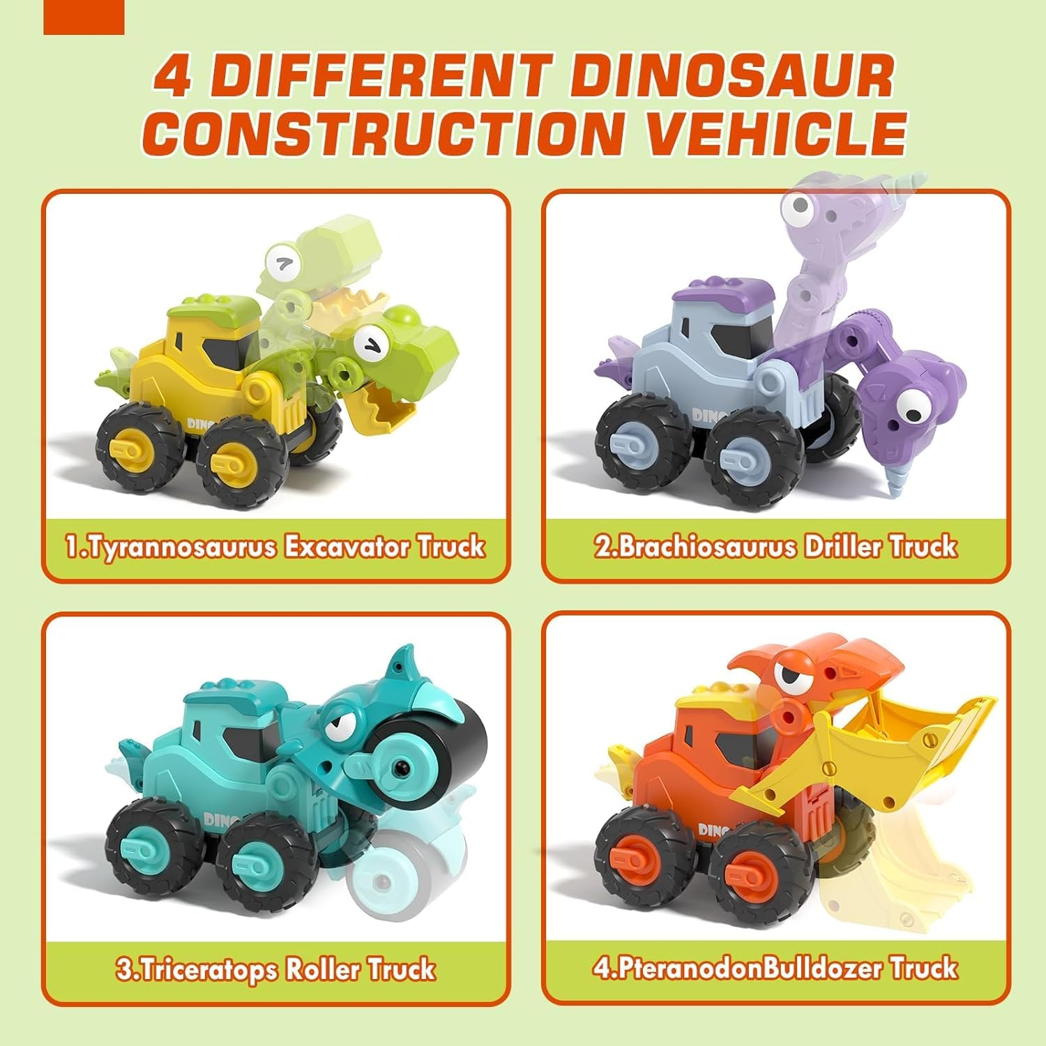 Lehoo Castle Baby Cars Toys for 1 Year Old, Dinosaur Toddler Toys with Press & Go Construction Toy Car, Baby Toy&lsquo;S 6-12 Months, Travel Toy for Toddlers Gifts Age 1-3 image number 5