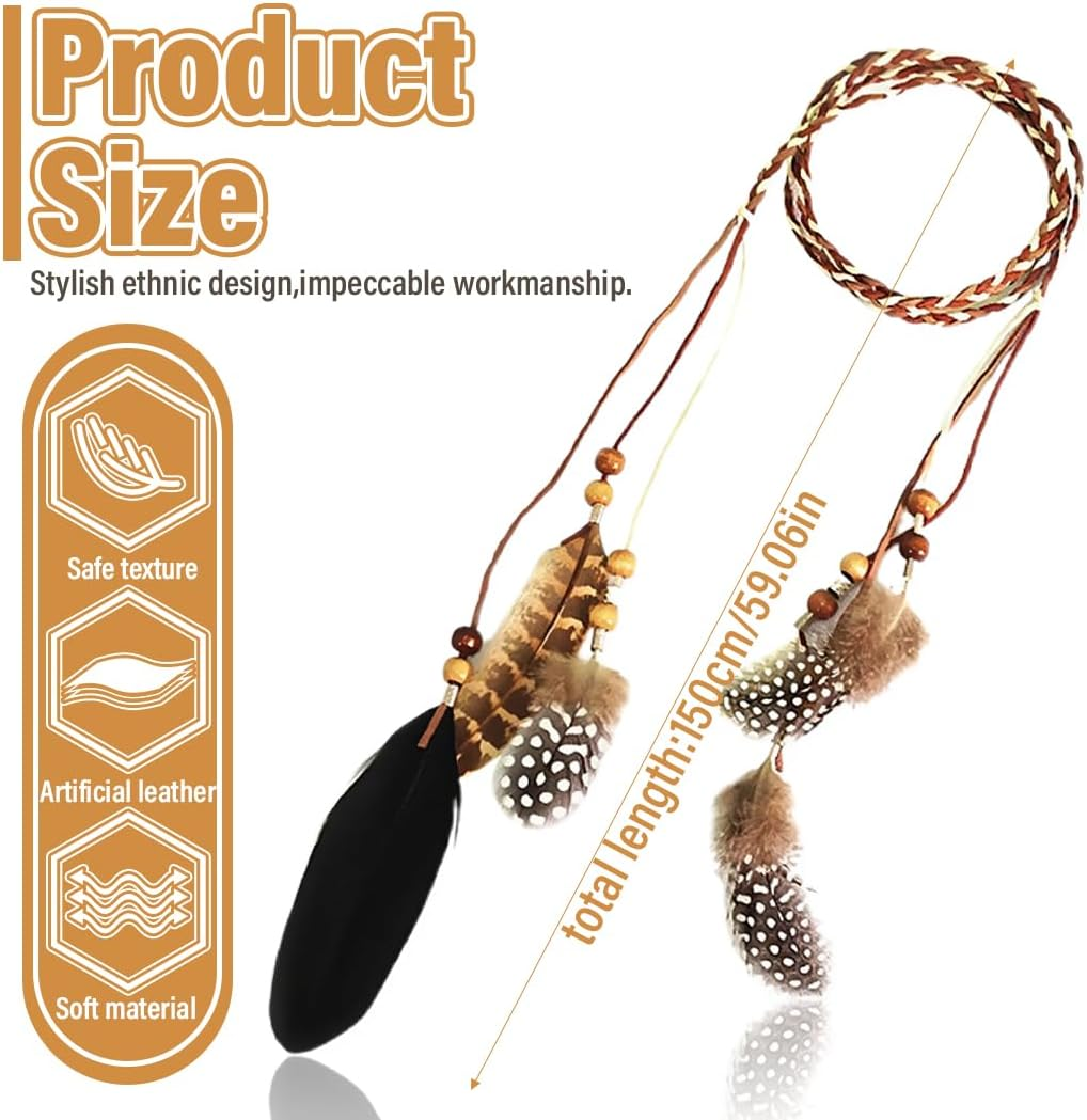 ZORVUJI Indian Headdress Women'S Feather Headband - Hippie Boho Headband for Fancy Dress, Cosplay and Parties