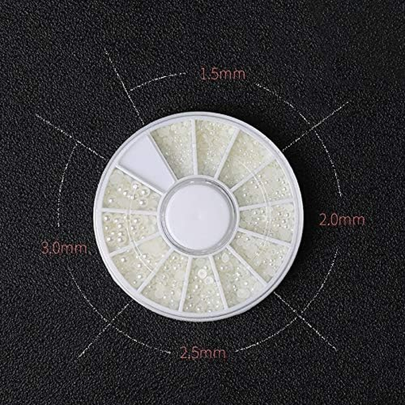 1 Set White Pearl Nail Art Various Sizes Nails Rhinestone Beads Nail Decoration Zhengpingpai image number 2