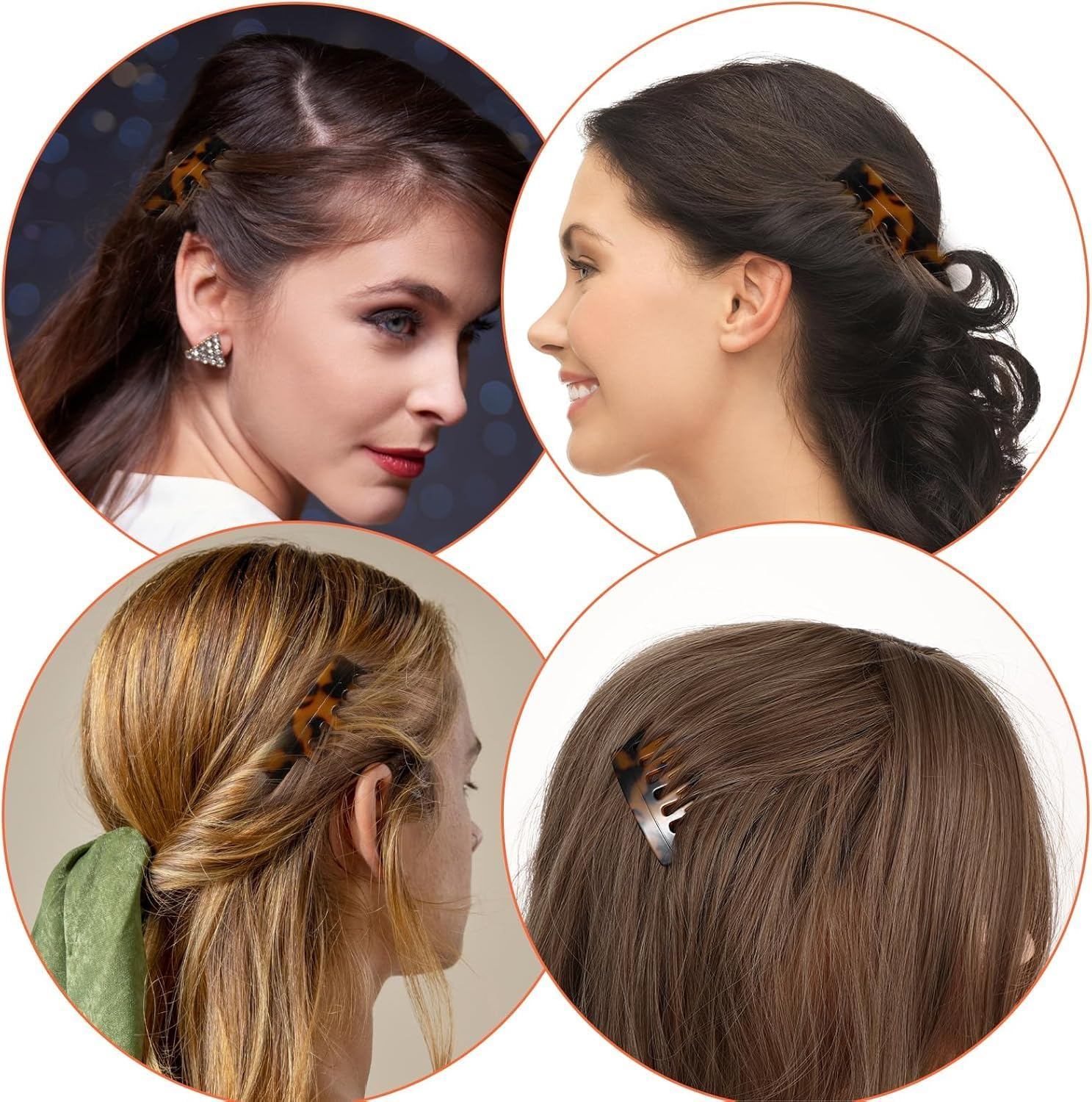 MIVES French Hair Twist Comb, 4Pcs Plastic, Black, Brown Onyx, Women, Medium to Long Hair, Hair Styling Enthusiasts, Female, Formal Occasions, Casual Daily Use