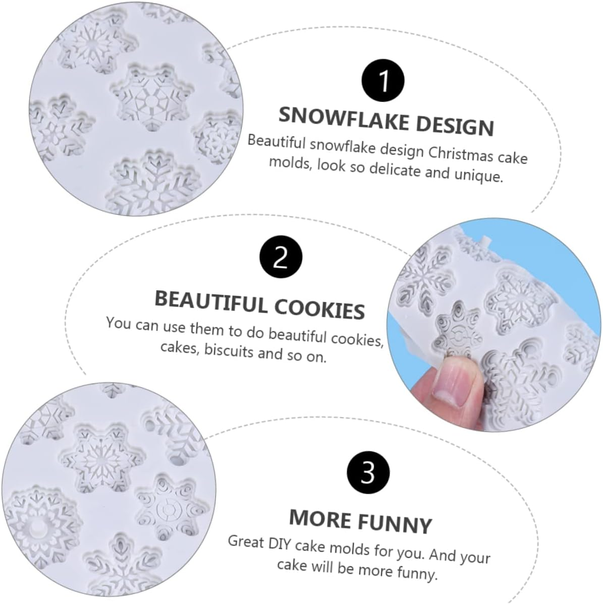 2Pcs Christmas Snowflake Cake Molds DIY Silicone Molds for Cookies Decorations image number 1
