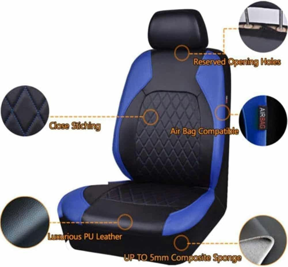 FROON Car Seat Covers Suitable for Mini Cooper R50 R52 R53 R56 R57 R58 F55 F56 F57 Countryman R60 F60 Car Seat Cover Accessories, Black Blue - Black Blue image number 5