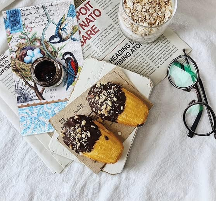 Zelten 2-Ply 15 Count Colored Paper Hostess Napkins Shabby Chic Napkins for Wedding Dinner Tea Party Decoration E (Mockingbird, 1) - Fish image number 4