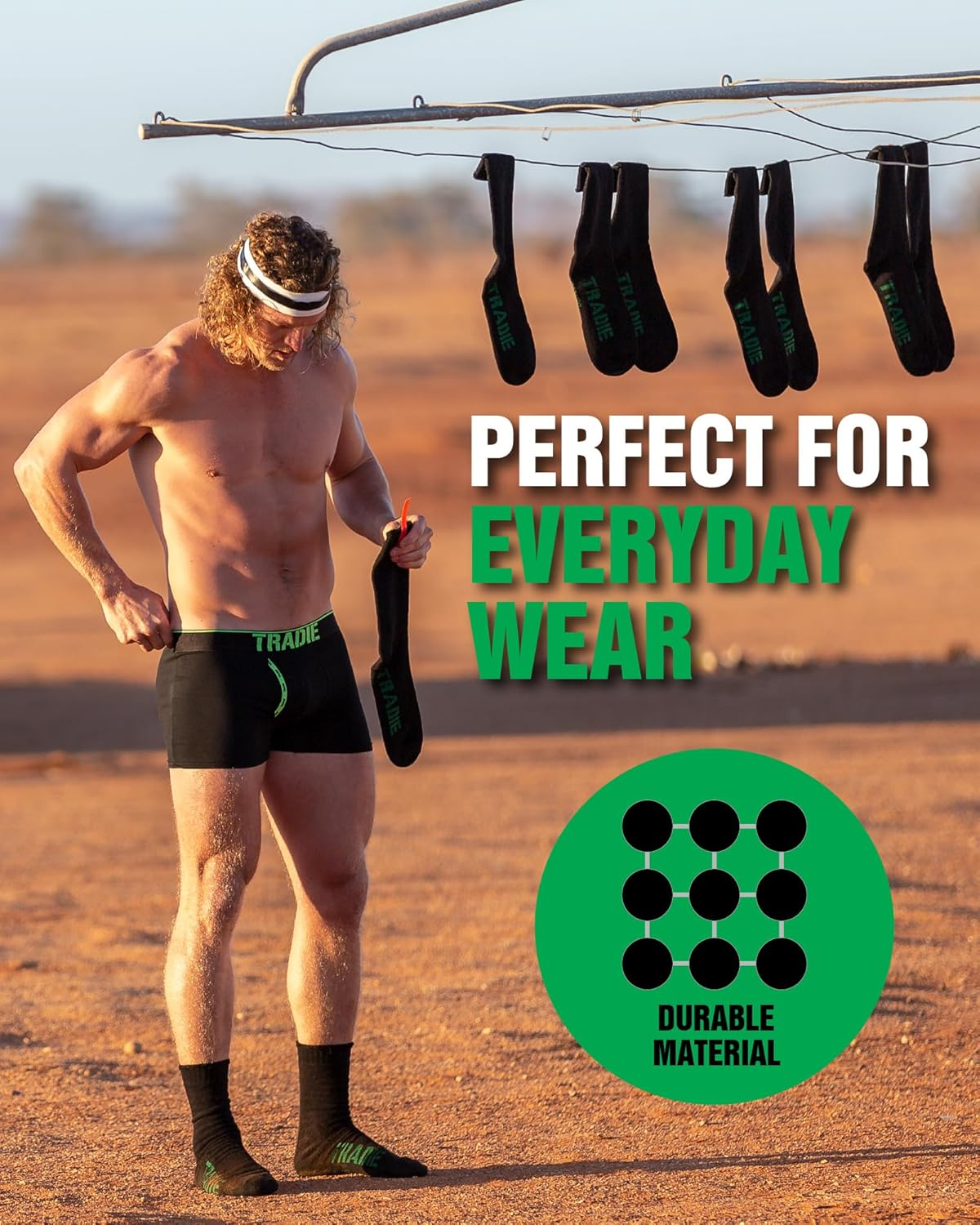 TRADIE Mens 6-Pack Bamboo Crew Work Sock, Durable Mens Socks, Breathable, Mositure Wicking Bamboo Crew Socks, Mens Socks image number 2