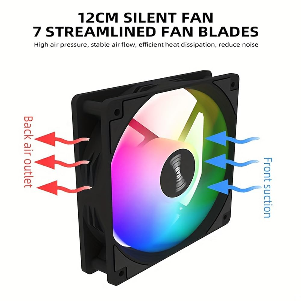 2 Pack 120X120X25Mm 12V PC Cooler RGB Fans Silent Version High Airflow PC Fans, Hydraulic Bearing - Low Noise RGB Fans with 4 Pin PSU Plug Computer Fans Air Cooling image number 1