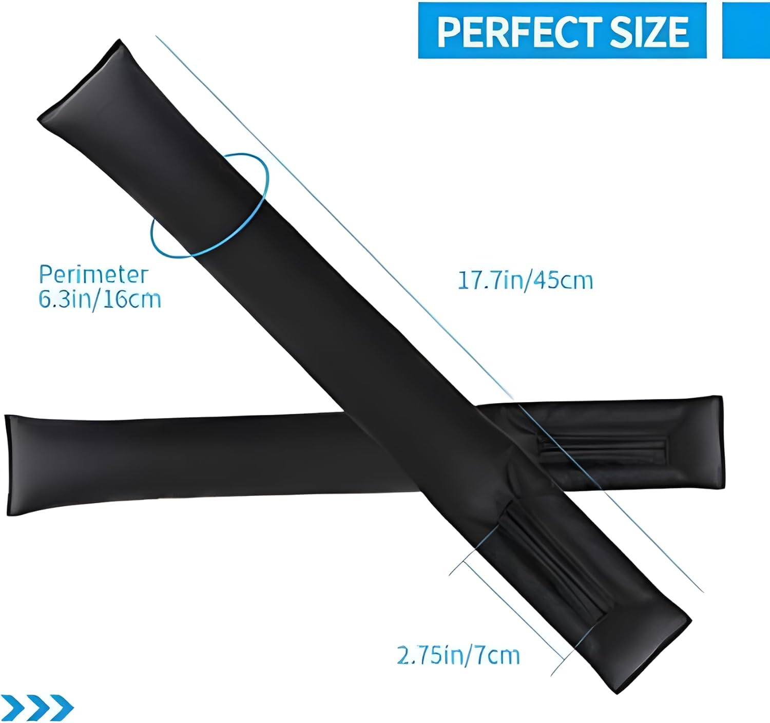 Black Car Seat Gap Filler, Premium PU Leather Leakproof Gap Stopper Anti-Drop Space Slot Filling Stripes Pad Plug Universal Fit for Vehicle Auto Car Seat（2 PCS ） image number 3
