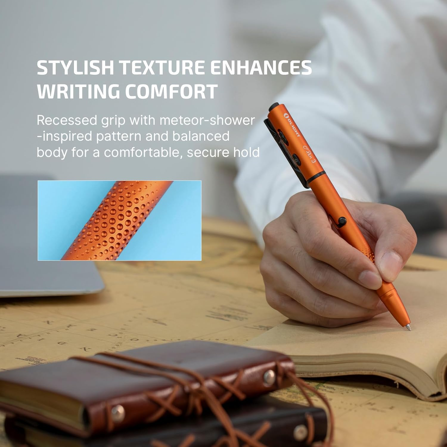 OLIGHT O'Pen 3 EDC Pen Light 120 Lumens with Green Beam, Red Light & White Light LED Pen Clip Light - Rechargeable Clip Torch for Writing, Offices, Outdoors, Gift & Collection (Orange) - Black image number 3