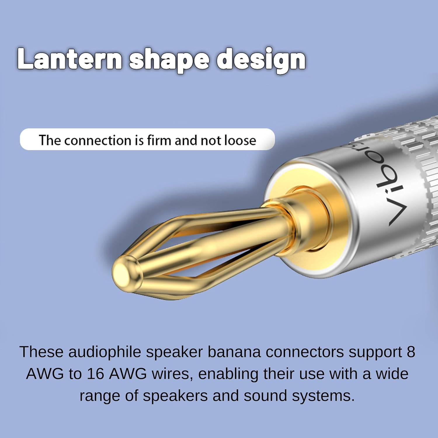 Viborg 4Pairs Hifi Speaker Banana Connectors 24K Gold-Plated Hi-End Audio Speaker Banana Plug Dual Screws Locking or Soldering Banana Jack Terminals for Speaker Cable (Support 8 AWG to 20 AWG Wires) image number 5