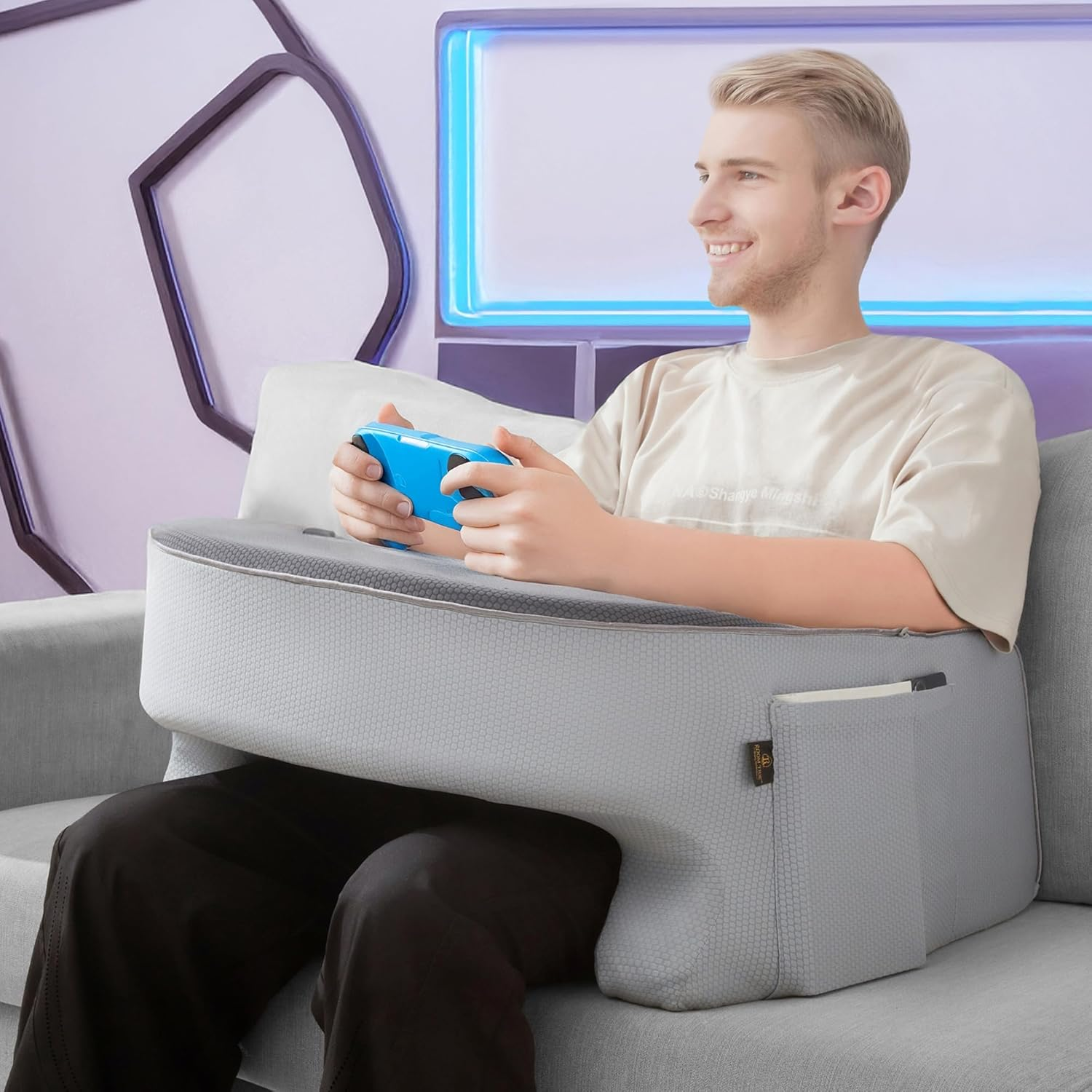 Lap Desk Pillow - Gaming Pillow, Reading Pillow, Laptop Desk for Bed, Couch Desk, Luxurious Lap Pillow Desk Supports Arms Shoulders Neck, Memory Foam image number 6