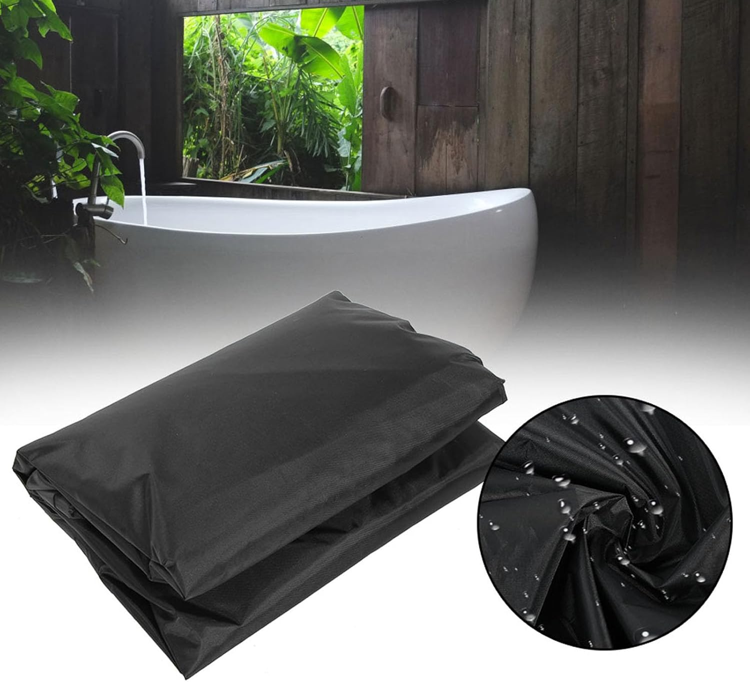 CHICIRIS Square Hot Tub Cover, Hot Spring Protector Cover Cap Tear Resistant Waterproof Dustproof for Bathtub Outdoor Square Rainproof, and Long Service Life, Universal Usage (Black) - Coffee Color image number 2