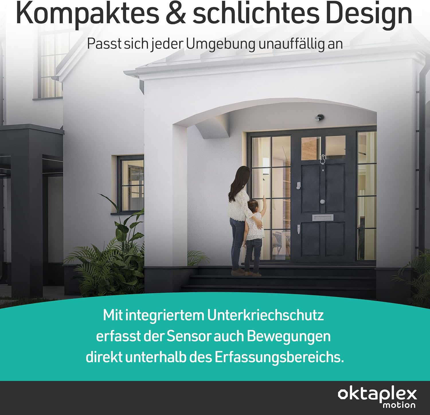 Oktaplex Bea Motion Sensor Outdoor IP65 Swivelling 180&deg; Infrared Sensor 12 M Range 230 V Anthracite with Twilight Sensor