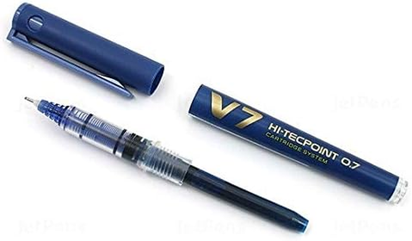 Pilot V7 Hi-Tecpoint Cartridge System Rollerball Pen Medium Point - (Blue 3 & Black 3) image number 3