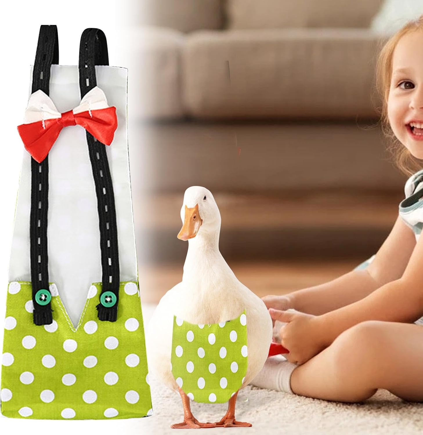 Chicken Diapers - Pet Chicken Diaper | Washable Pet Chicken Diapers, Adjustable Duckling Diapers Clothes with Bow Tie for Poultry - Pineapple image number 2