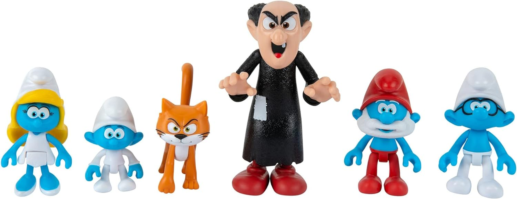 Smurfs VS GARGAMEL 6 Figure Multipack - Features 2-Inch Smurfette, Papa Smurf, Brainy Smurf, Baby Smurf, Azrael, 3-Inch Gargamel - Authentic Details