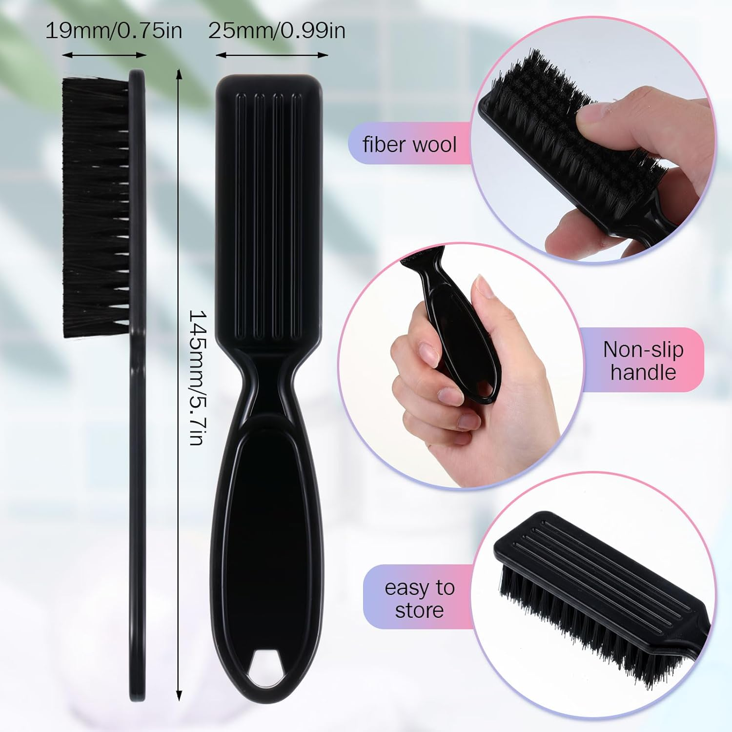 Patelai 100 Pieces Nail Brush Handle Grip for Cleaning Fingernails Toes Scrub Manicure Pedicure (Black) image number 2
