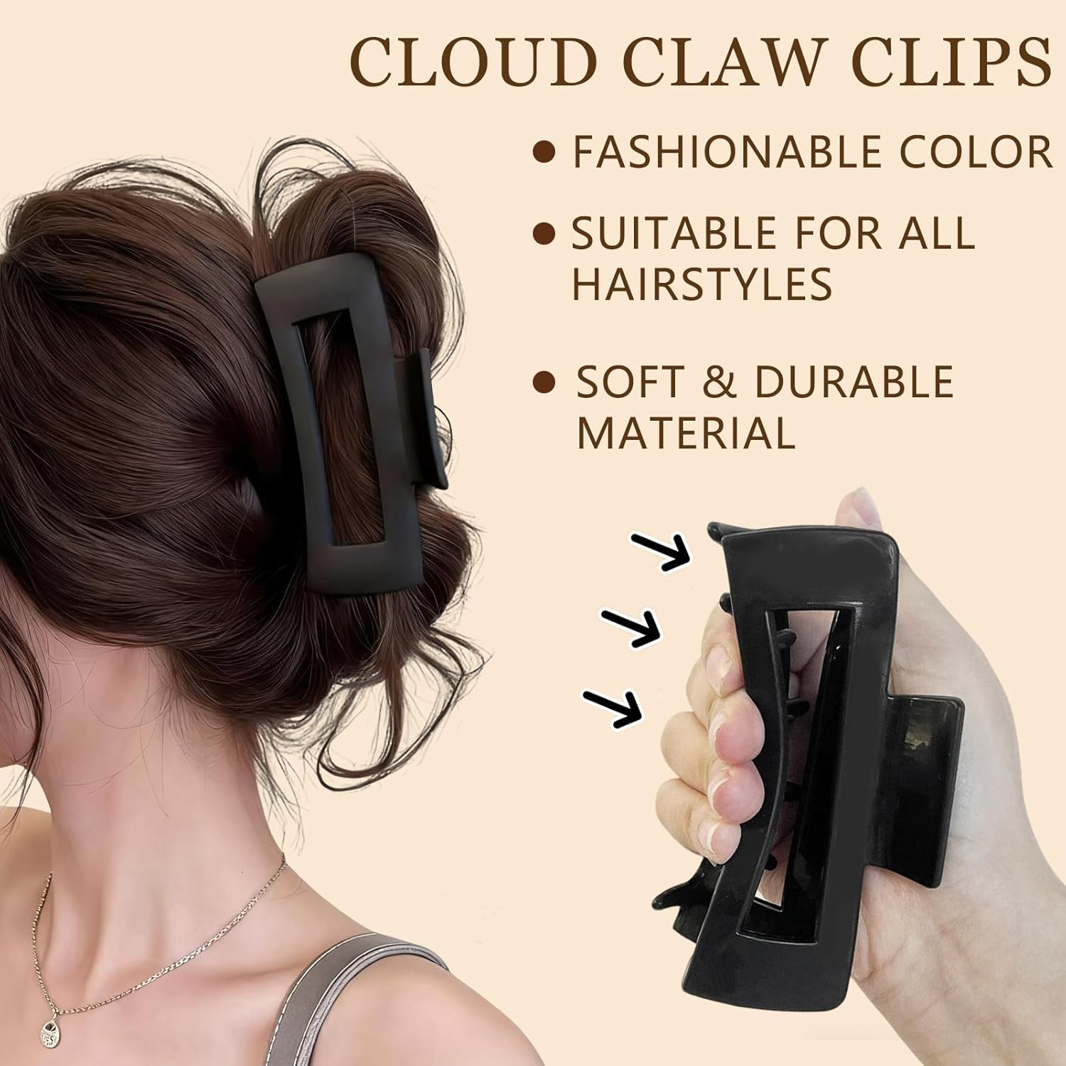 Ueiykoz 4PCS Cloud Claw Clips,Soft & Flexible Claw Clip Large Non-Slip Hair Clip for Women,Strong Hold for Thick Thin Curly Hair Styling Accessories image number 2