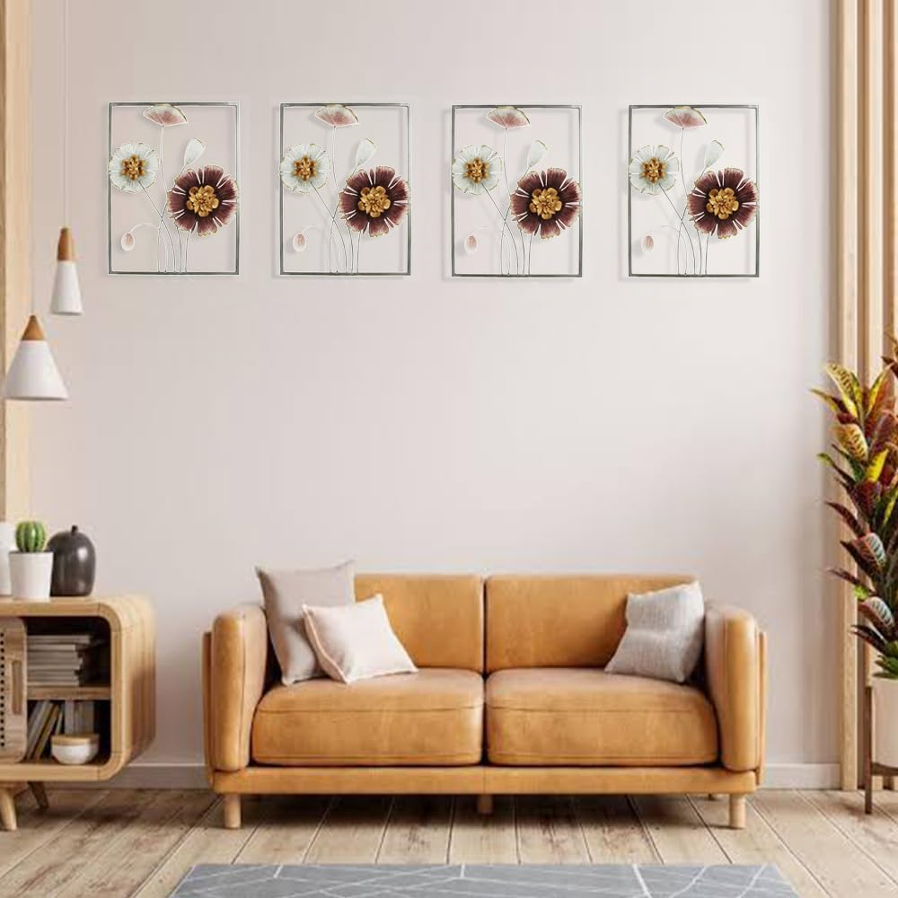 Metal Wall Art,Spring Flowers,50Cm Hanging Framed Wall Arts,3D Flowers Home Garden Decor,Sculpture for Indoor Outdoor, Xmas Gift,Thickness 5Cm image number 3