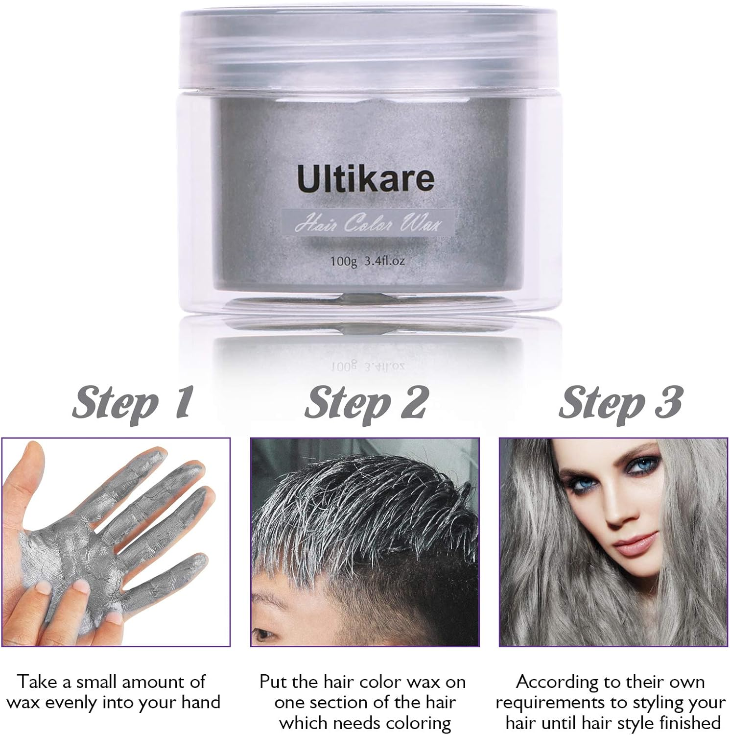 Hair Color Wax, Ultikare Instant Hair Dye Cream Mud Washable Temporary Hair Dye Natural Hairstyle Color Pomade for Party, Cosplay, Halloween