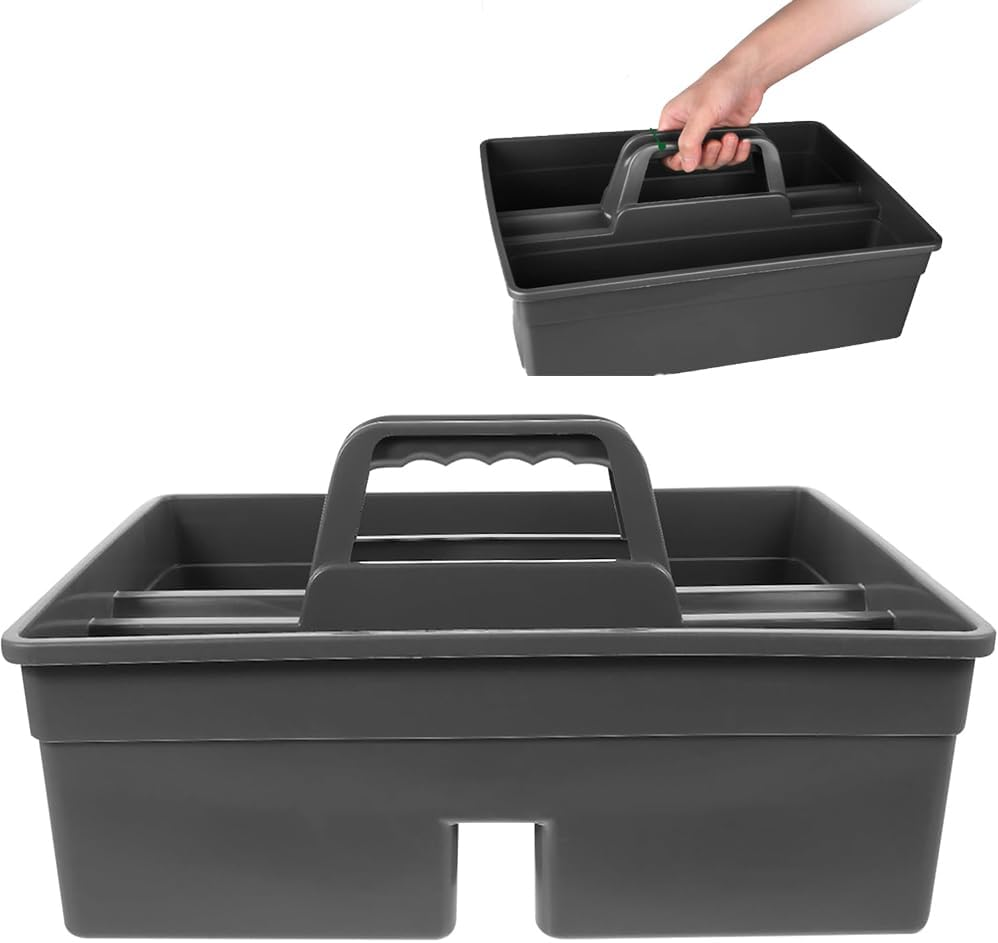 Cleaning Tool Basket,Plastic Storage Tray Tote,Versatile Multiuse with Attached Portable Handle to Organize and Carry Tools High Capacity, Portable Carry Organizer Box for Shower Car Cup Holder image number 1