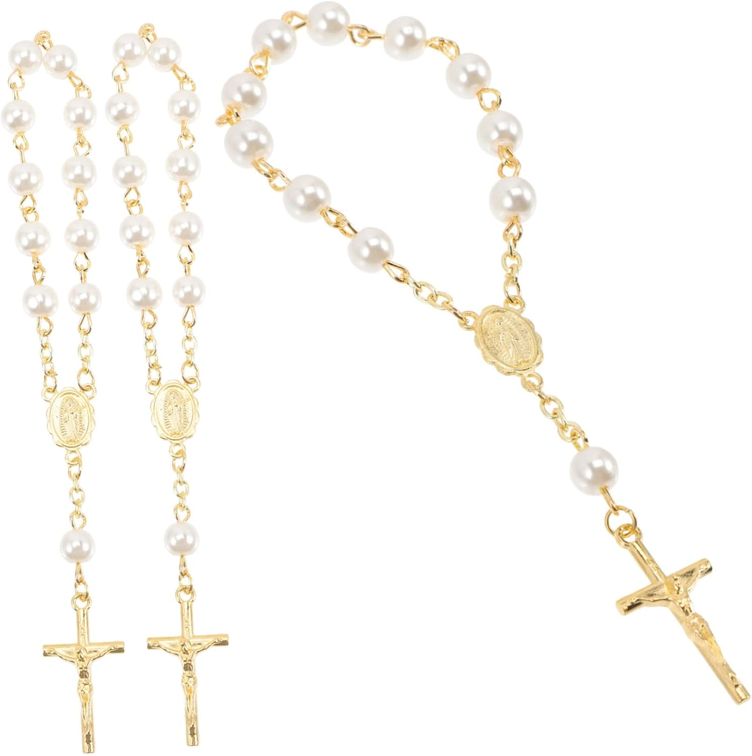 KOMBIUDA 6Pcs Rosary Cross Bracelet Finger Rosaries for Shower Boys Unique Baptism Favors Christian Elegant Party Accessories