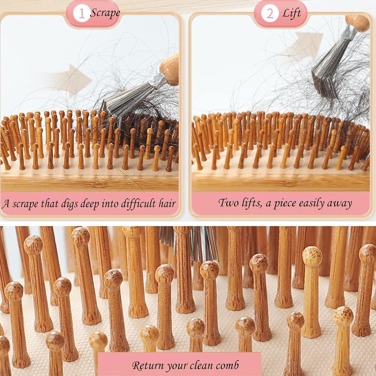 INSIME Comb Cleaner Brush Hair Brush Cleaner Tool with Metal Teeth for Deep Comb Cleaning | Proffesional Hairbrush Comb Cleaner Tool for Hair Comb Cleaning for Home & Salon (Pack of 2) image number 2