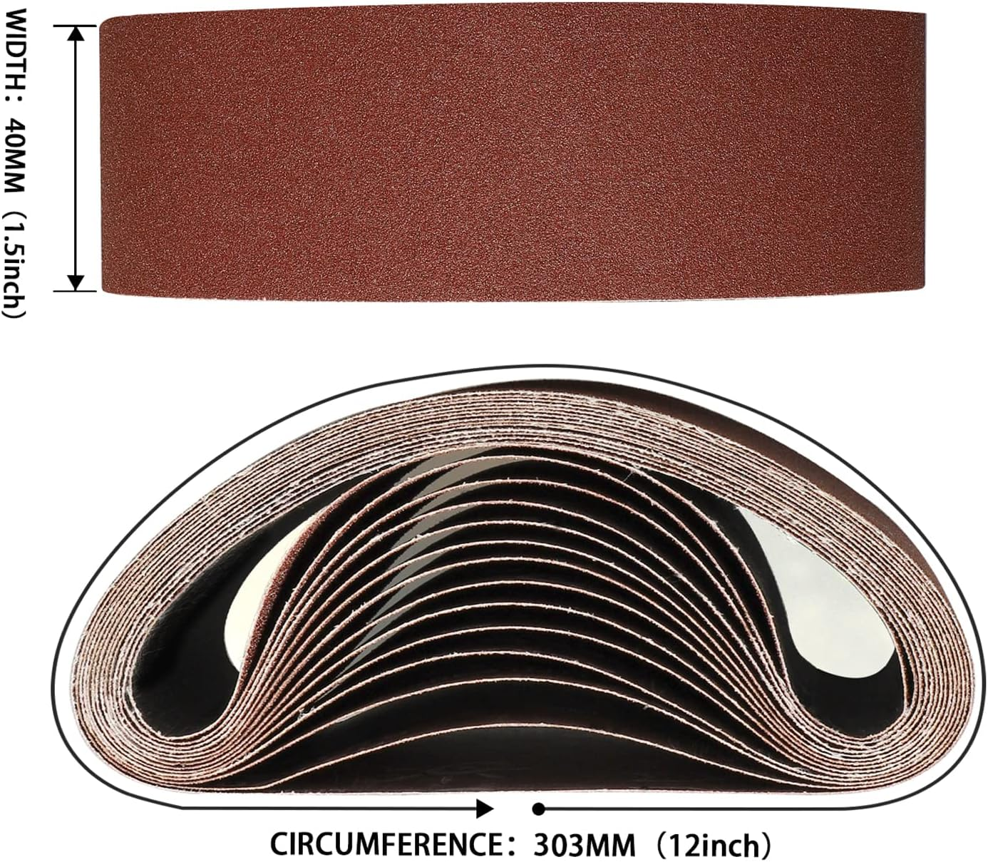 Sruhrak Sanding Belt, 40 X 303 Mm, Pack of 10, 2 X Grain 60/80/120/240/400 Sanding Belt Set, for Sanding, Filing, Sharpening and Rust Removal, Best for Wood image number 4