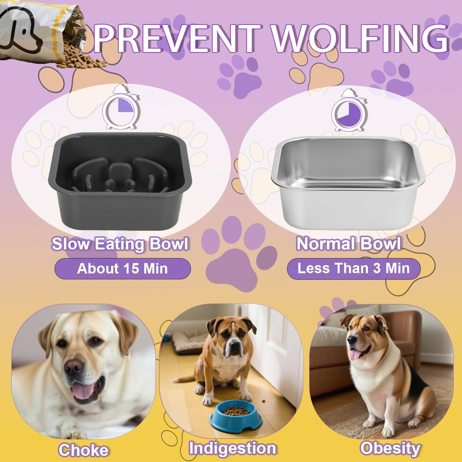 NOAEOU Adjustable Height Elevated Dog Feeding Station, 3-In-1 Set with 2 Stainless Steel Bowls & Slow Feeder Bowl - Ideal for Medium to Large Dogs | Promotes Healthy Posture & Joint Relief image number 1