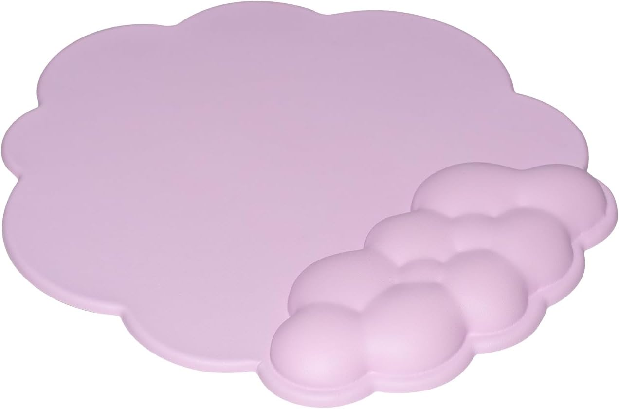 Mouse Pad Wrist Support with Leather Surface Cloud Wrist Rest Mousepad with Memory Foam Non-Slip PU Base Mouse Pad for Home Office Laptop Mac Easy Pain Relief (White)