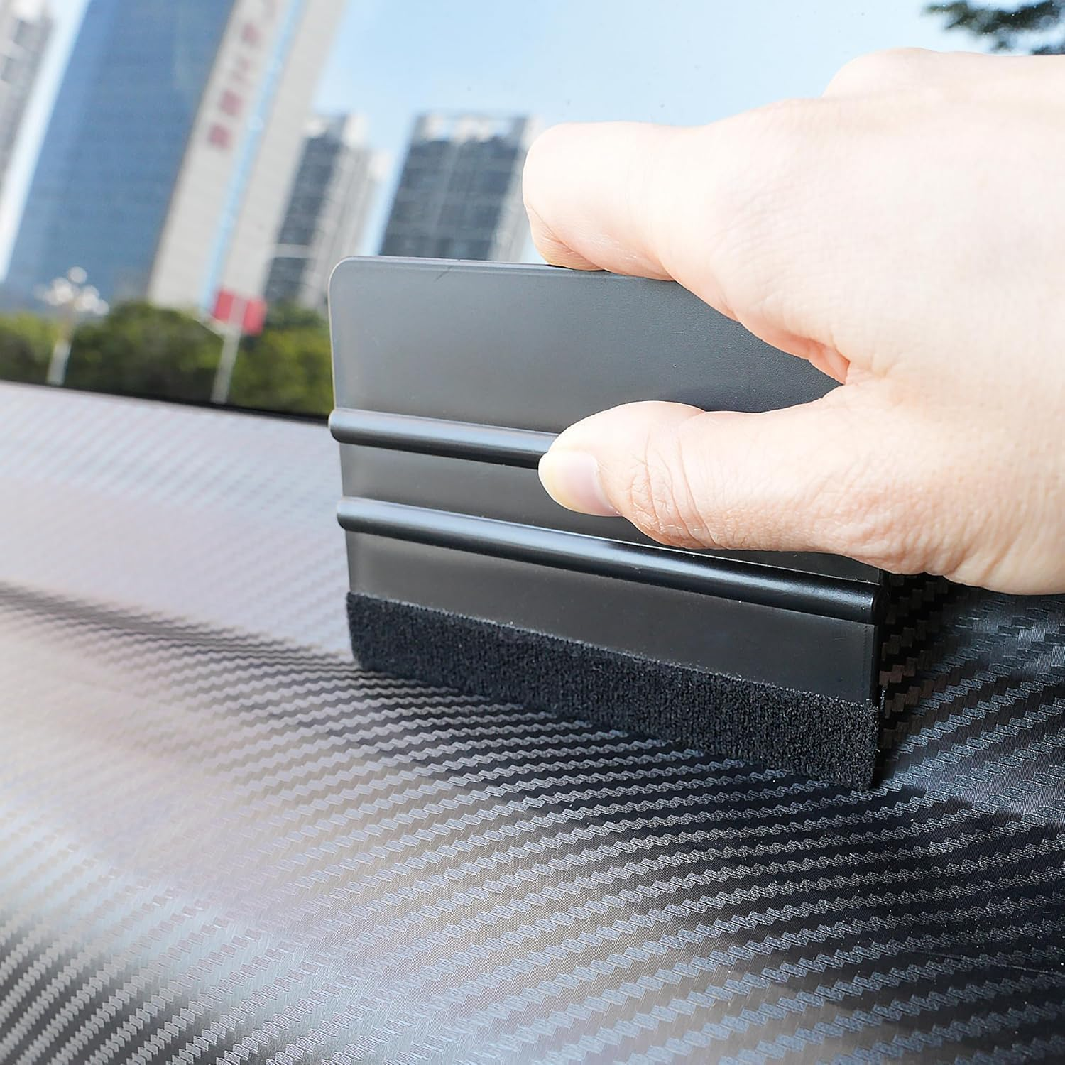 4Piece Plastic Squeegee Set, 8IN/6IN/5IN/4IN, Window Tint Squeegee Vinyl Wrap Squeegee with Felt Edge, Wallpaper Tools Decal Applicator Vinyl Scraper, Perfect Smoothing/Cleaning Solutions image number 5