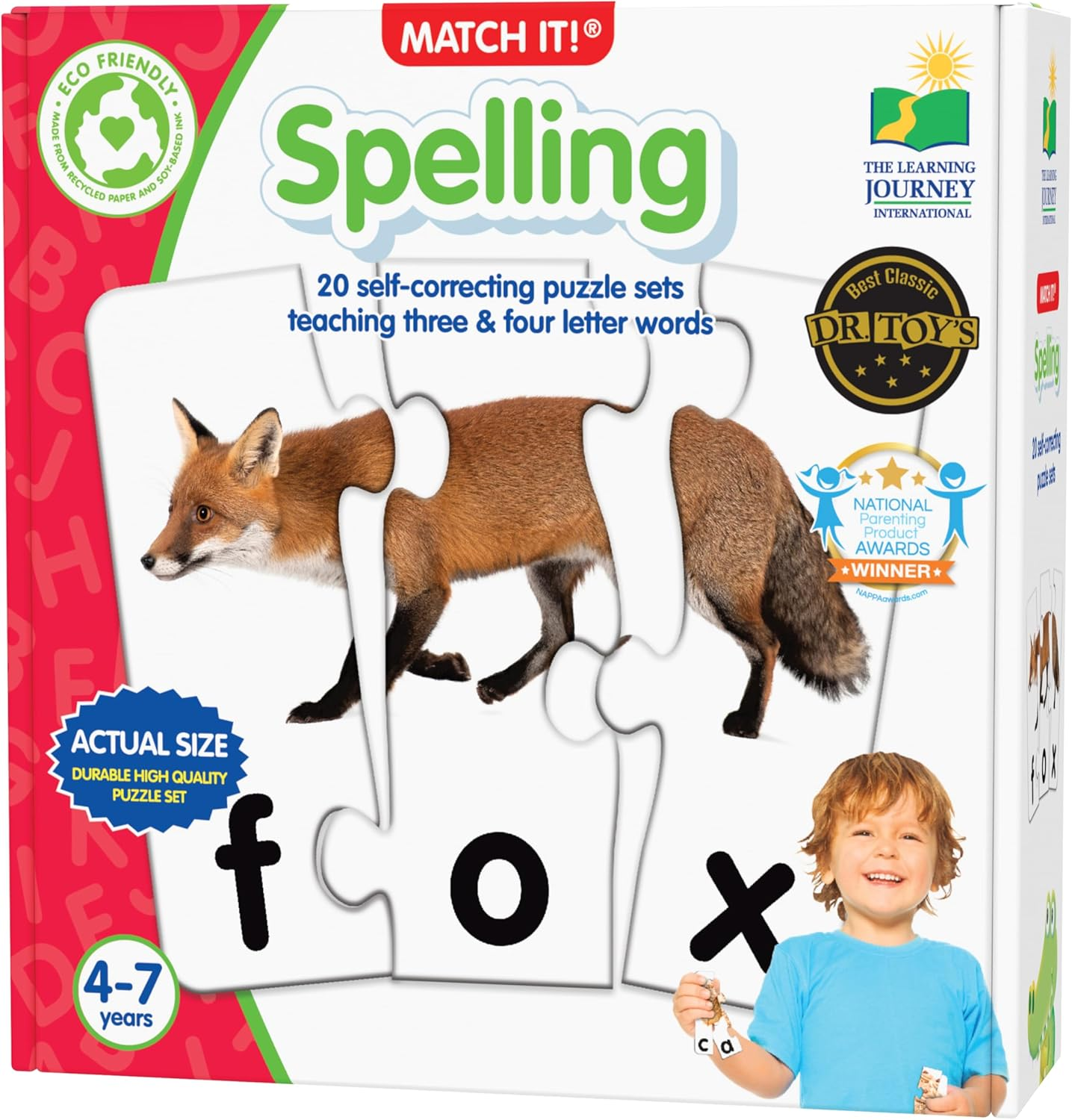 The Learning Journey: Match It! - 3 Letter Words - 20 Self-Correcting Reading & Spelling Puzzles with Matching Images, Multicolor image number 2