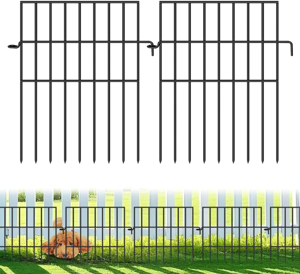 Springup 10 Panels Animal Barrier Fence Garden Fence No Diging Dog Fence Border Rustproof Metal Decorative Fences Blocker for Outdoor, Yard, Patio 42.5X32Cm image number 4