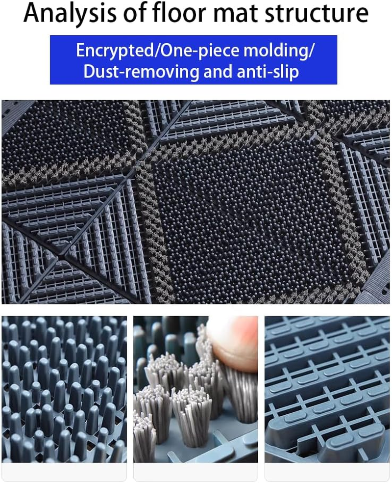 Virellisee Outdoor Front Door Mat, 60X90Cm/23.6"X35.4", Washable Interlocking Outdoor Floor Mat, Non-Slip Rubber Backing, Durable Welcome Mat for Home Entrance, Floor, Porch, Garage, Office (Gray)