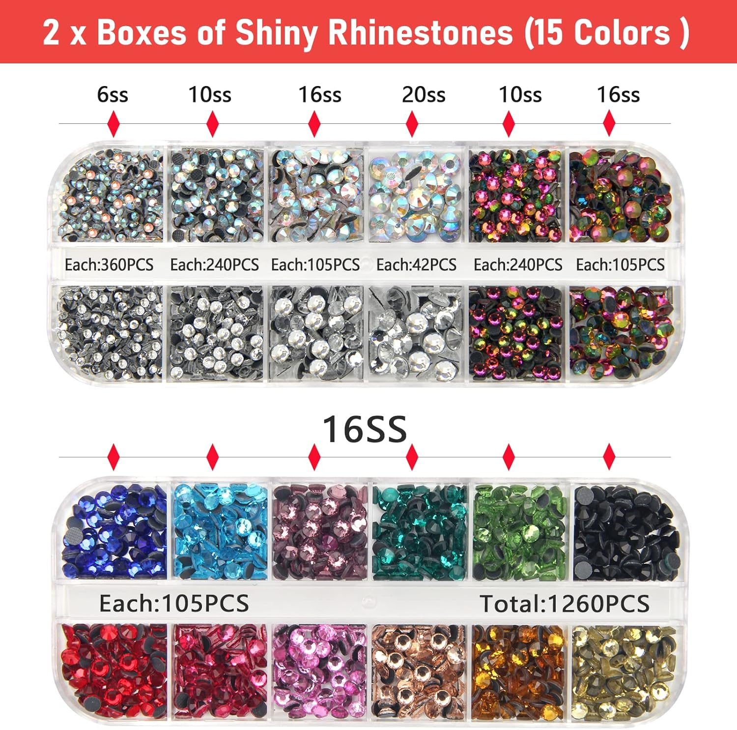 Hotfix Rhinestone Applicator Tool, Catcan Bedazzler Kit with Rhinestones for Clothing, 2 Boxes AB Crystal Rhinestones, 7 Tips, Tweezers, Jewel Picker, Trays, DIY Crafts Black-Red image number 2