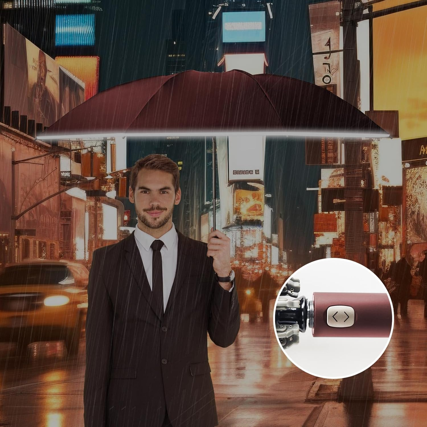 DAWNTREES Travel Folding Umbrella | UPF 50+ 99% UV Protection,Sun UV Umbrella,Sturdy Windproof, Reflective Safety Strip,Compact Auto Open/Close Umbrella for Men Women,Gift Package image number 1